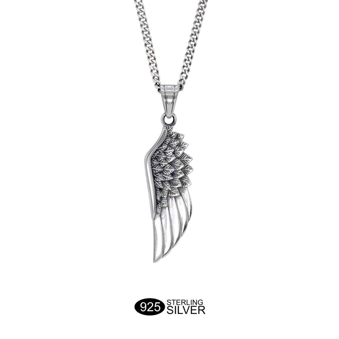 Silver Wing Necklace - Our Premium Solid 925 Sterling Silver Wing Necklace features our Signature Solid 925 Sterling Silver Wing Pendant and a Solid 925 Sterling Silver Cuban Chain.